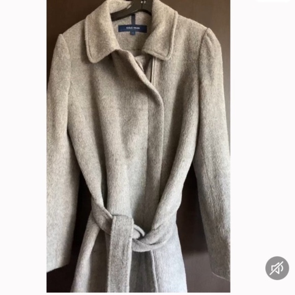NWT COLE HAAN alpaca gray wool coat size 4 - Picture 2 of 5